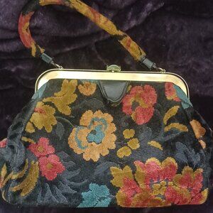 Vintage velvet carpet bag purse